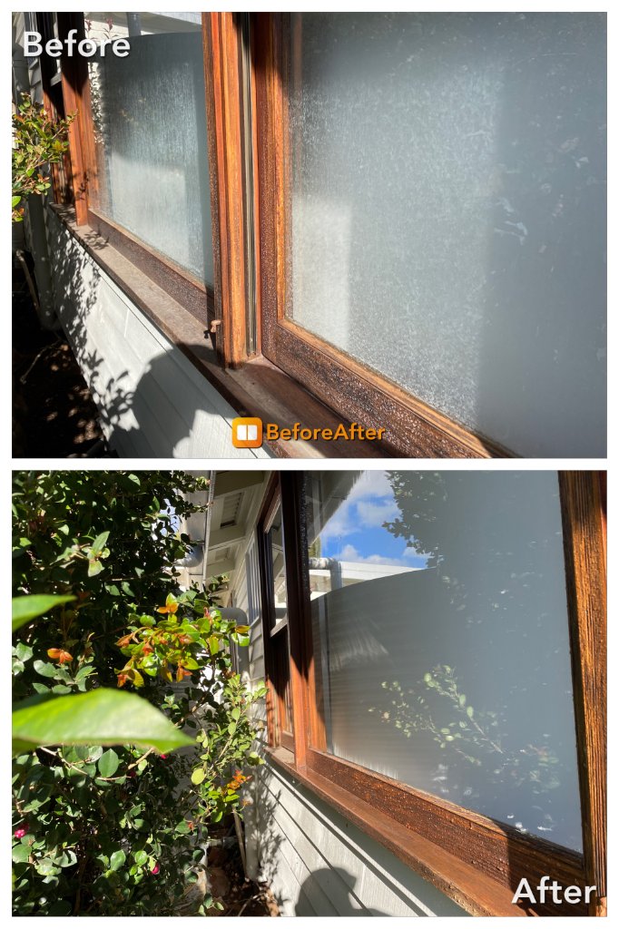 Before and after professional window cleaning